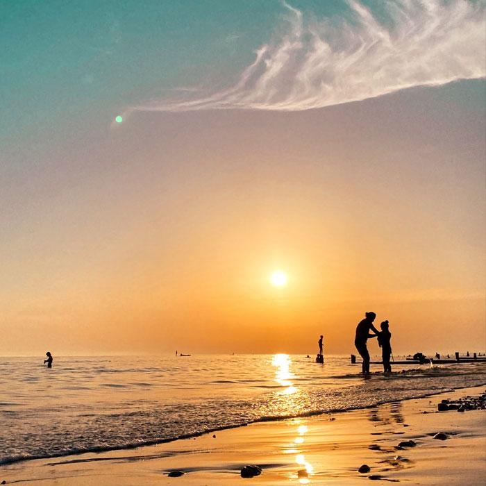 Beach image with sunset